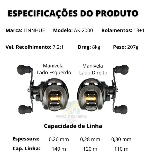 Nova Carretilha Premium LURE PRO AK-2000 JM1401